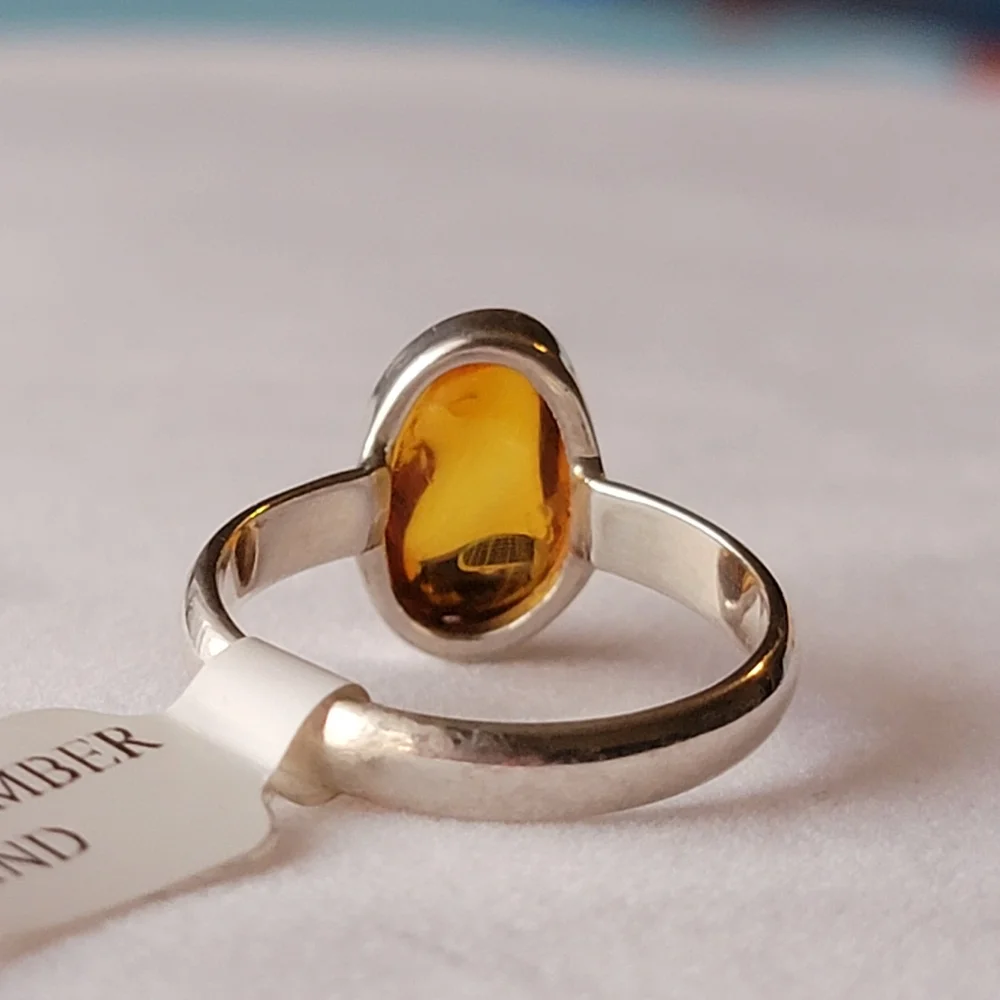 Natural Baltic Amber 925 Sterling Silver Ring NWT Genuine  Stamped Signed